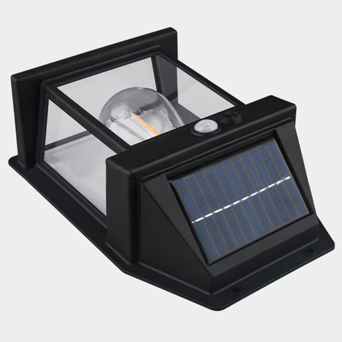 Lampa solara de perete VarioShop® pentru exterior, LED E27, senzor amurg, impermeabila, 11x17x6 cm, negru [8]
