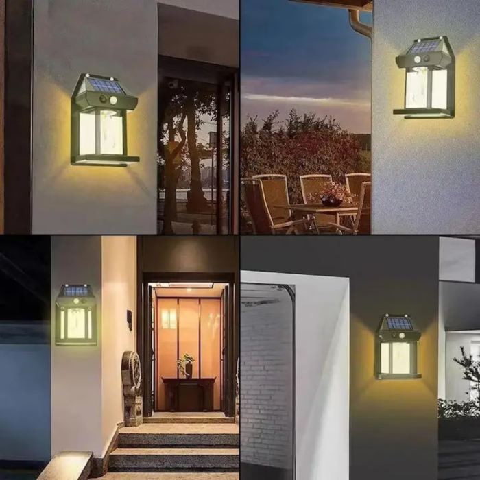 Lampa solara de perete VarioShop® pentru exterior, LED E27, senzor amurg, impermeabila, 11x17x6 cm, negru [7]