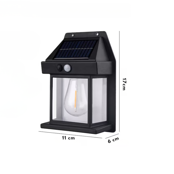 Lampa solara de perete VarioShop® pentru exterior, LED E27, senzor amurg, impermeabila, 11x17x6 cm, negru [4]