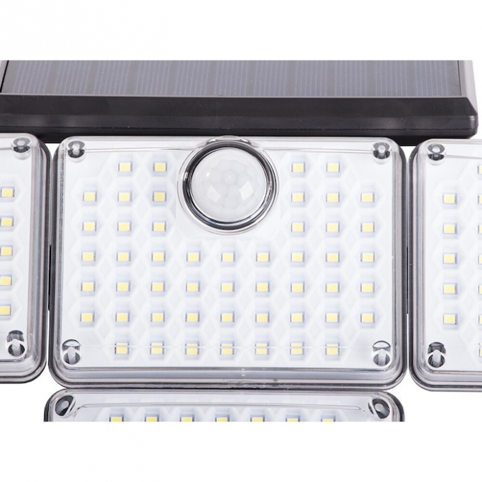 Lampa solara LED de exterior VarioShop ®, Senzor de Miscare de Pana la 5 metri, Telecomanda si 4 Moduri de Functionare Diferite, 181 LED-uri, Impermeabilitate IP65, Unghi Reglabil, Neagra [15]