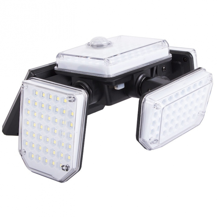 Lampa solara LED de exterior VarioShop ®, Senzor de Miscare de Pana la 5 metri, Telecomanda si 4 Moduri de Functionare Diferite, 181 LED-uri, Impermeabilitate IP65, Unghi Reglabil, Neagra [14]