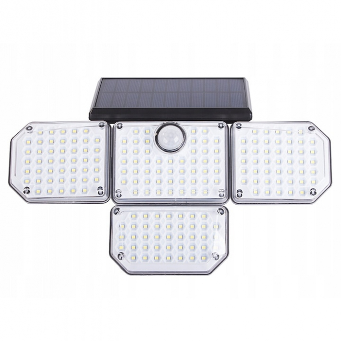 Lampa solara LED de exterior VarioShop ®, Senzor de Miscare de Pana la 5 metri, Telecomanda si 4 Moduri de Functionare Diferite, 181 LED-uri, Impermeabilitate IP65, Unghi Reglabil, Neagra [20]