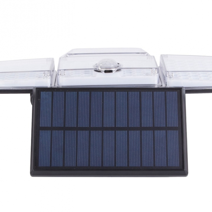 Lampa solara LED de exterior VarioShop ®, Senzor de Miscare de Pana la 5 metri, Telecomanda si 4 Moduri de Functionare Diferite, 181 LED-uri, Impermeabilitate IP65, Unghi Reglabil, Neagra [12]