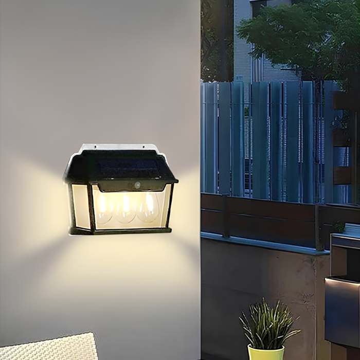 Lampa solara LED de perete VarioShop®, pentru gradina, alee si intrare, cu senzor de miscare, 38W, 23,5x6,5x17,5 cm, negru [5]