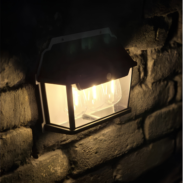 Lampa solara LED de perete VarioShop®, pentru gradina, alee si intrare, cu senzor de miscare, 38W, 23,5x6,5x17,5 cm, negru [7]