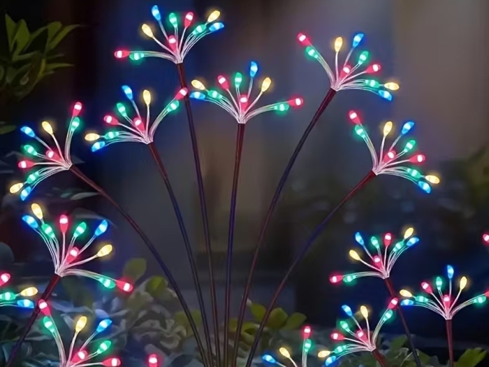 Lampa solara LED pentru gradina, set 2 buc, lumina decorativa tip fairy pe bat, iluminare ambientala exterioara [7]