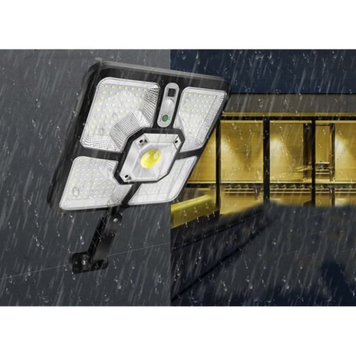 Lampa solara LED VarioShop®, 220 SMD + 15 COB cu senzor de miscare si telecomanda, 4 moduri iluminare, IP 65, panou solar, pentru gradina, curte, alee, Negru [3]