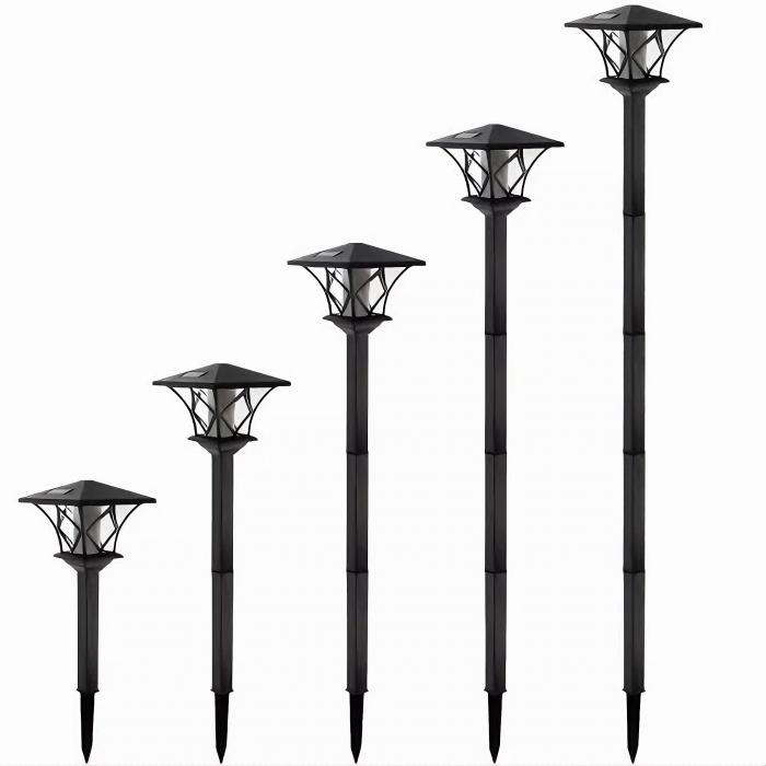 Lampa solara pentru gradina VarioShop®, model felinar, lumina calda, usor de instalat, extensibila, rezistenta, timp de lucru 8h, acumulator 600 mAh, inaltime reglabila de la 57 - 155 x 17 cm, Negru [10]