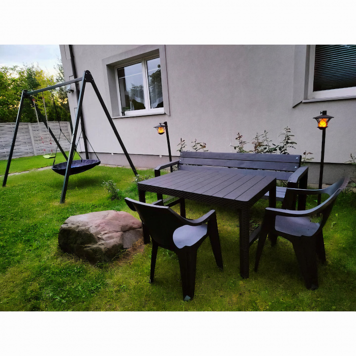 Lampa solara pentru gradina VarioShop®, model felinar, lumina calda, usor de instalat, extensibila, rezistenta, timp de lucru 8h, acumulator 600 mAh, inaltime reglabila de la 57 - 155 x 17 cm, Negru [5]