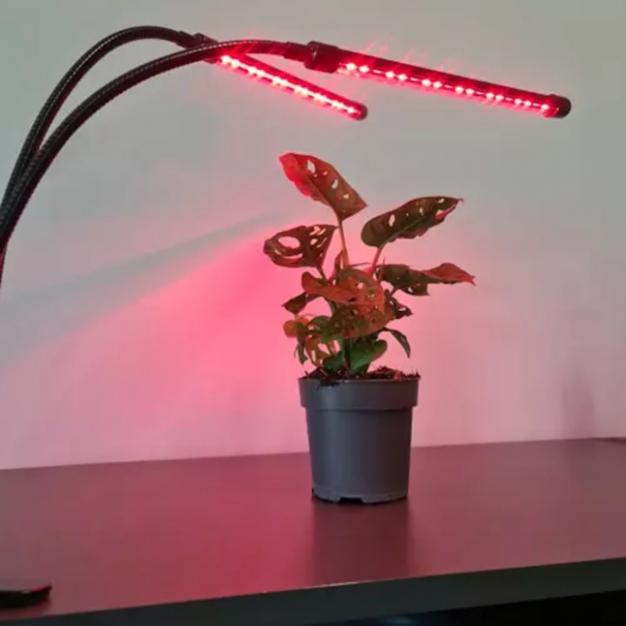 Lampa UV pentru cresterea plantelor pentru interior cu 2 brate reglabile VarioShop®, lumina LED, 3 moduri, 9 trepte intensitate, cu temporizator, mod de prindere: cleste, alimentare priza, Negru [13]