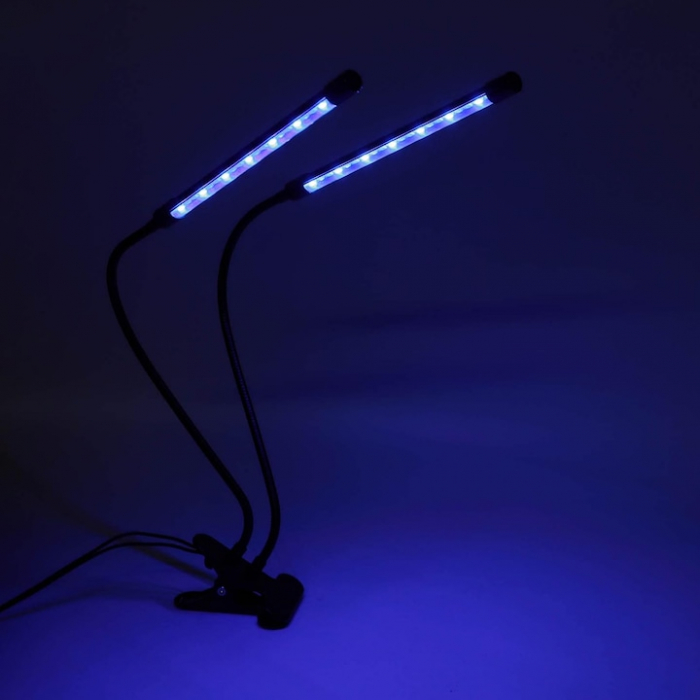Lampa UV pentru cresterea plantelor pentru interior cu 2 brate reglabile VarioShop®, lumina LED, 3 moduri, 9 trepte intensitate, cu temporizator, mod de prindere: cleste, alimentare priza, Negru [21]