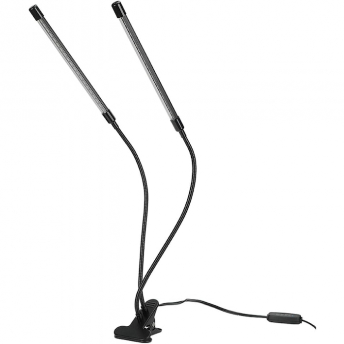 Lampa UV pentru cresterea plantelor pentru interior cu 2 brate reglabile VarioShop®, lumina LED, 3 moduri, 9 trepte intensitate, cu temporizator, mod de prindere: cleste, alimentare priza, Negru [25]