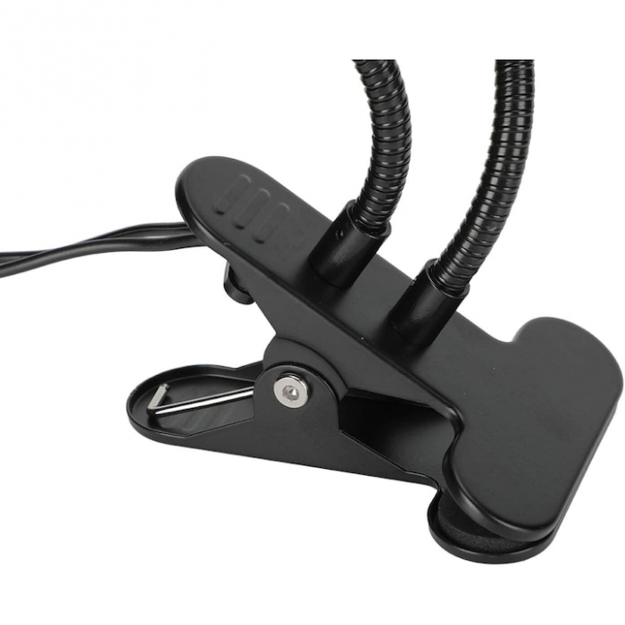 Lampa UV pentru cresterea plantelor pentru interior cu 2 brate reglabile VarioShop®, lumina LED, 3 moduri, 9 trepte intensitate, cu temporizator, mod de prindere: cleste, alimentare priza, Negru [23]