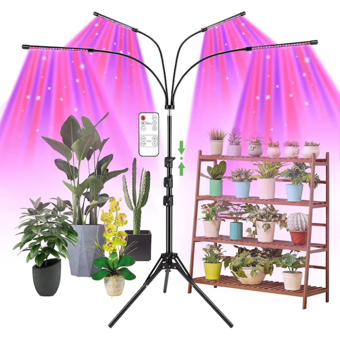 Lampa UV pentru cresterea plantelor pentru interior cu 4 brate reglabile VarioShop®, lumina LED, 3 Moduri, 9 trepte intensitate, cu temporizator, cu trepied reglabil pe inaltime, alimentare priza si U [15]
