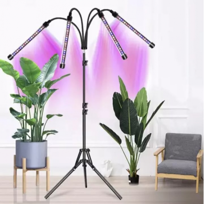 Lampa UV pentru cresterea plantelor pentru interior cu 4 brate reglabile VarioShop®, lumina LED, 3 Moduri, 9 trepte intensitate, cu temporizator, cu trepied reglabil pe inaltime, alimentare priza si U [11]