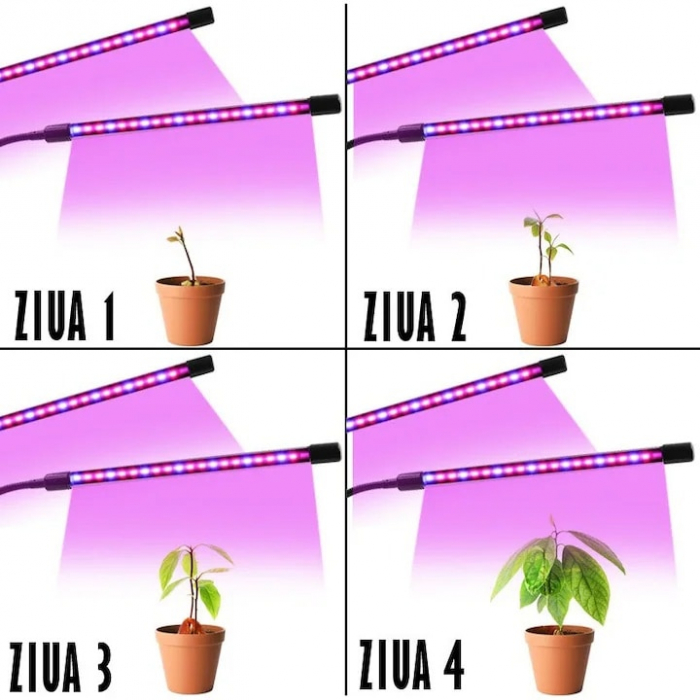 Lampa UV pentru cresterea plantelor pentru interior cu 4 brate reglabile VarioShop®, lumina LED, 3 Moduri, 9 trepte intensitate, cu temporizator, cu trepied reglabil pe inaltime, alimentare priza si U [8]