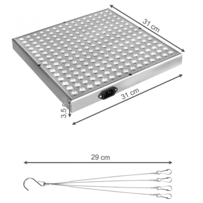 Lampa UV pentru Cresterea Plantelor pentru Interior VarioShop®, Stil Panou cu 225 de LED-uri, 36 W, Sistem de Montare, 31 x 31 x 3.5 cm, Argintiu [13]