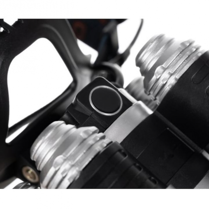 Lanterna de cap LED VarioShop®, 4 moduri de lumina, cu acumulatori si zoom, ajustat vertical cu 90°, rezistenta la apa, pentru drumetii, biciclisti, uz casnic, din aluminiu, Negru [14]