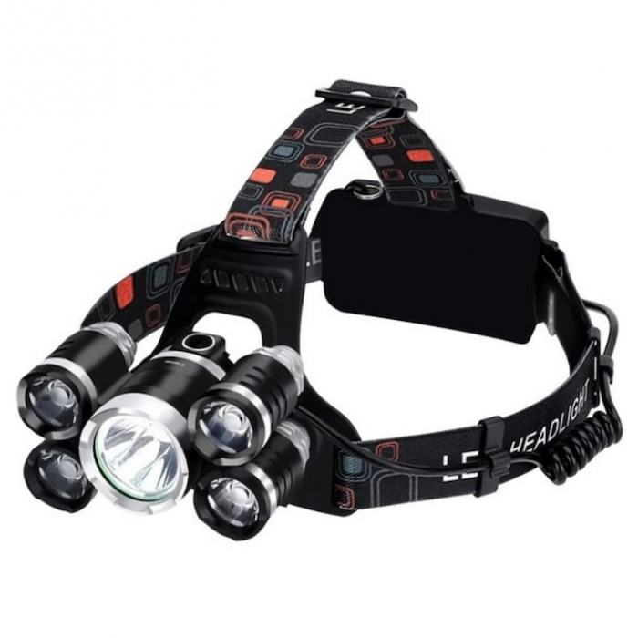 Lanterna de cap LED VarioShop®, 4 moduri de lumina, cu acumulatori si zoom, ajustat vertical cu 90°, rezistenta la apa, pentru drumetii, biciclisti, uz casnic, din aluminiu, Negru [13]