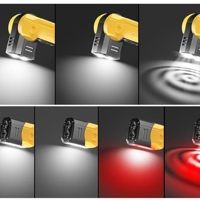 Lanterna LED atelier VarioShop® reincarcabila COB galben-negru, cu magnet si carlig, functie powerbank, USB-C, 7 moduri iluminare, lampa lucru multifunctionala portabila [9]