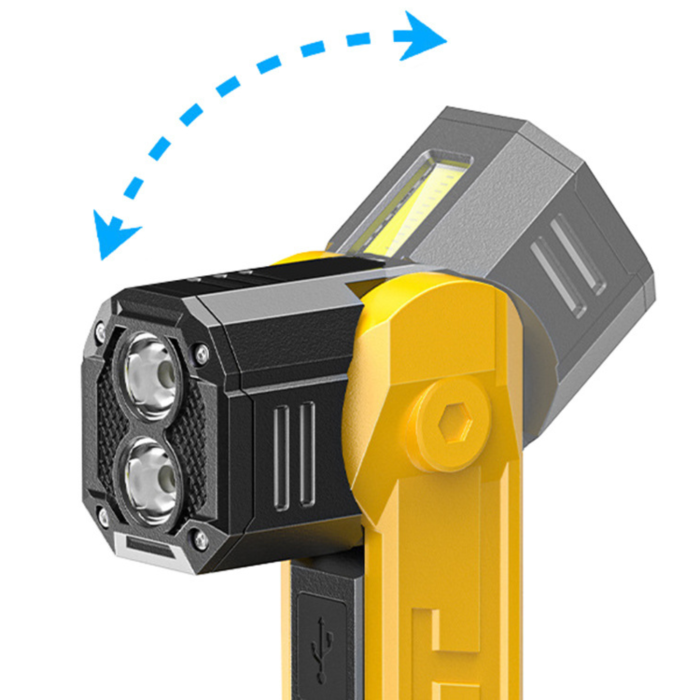Lanterna LED atelier VarioShop® reincarcabila COB galben-negru, cu magnet si carlig, functie powerbank, USB-C, 7 moduri iluminare, lampa lucru multifunctionala portabila [12]
