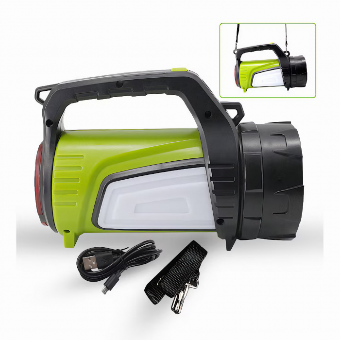 Lanterna LED Reincarcabila VarioShop® - 3 Surse de Lumina, 10 Module de Lumina, 8-20h Autonomie, Acumulator Extern 8000 mAh, Curea Umar 95 cm, Baterie 4500 mAh, Incarcare MicroUSB, Diametru 10 cm, Dim [16]