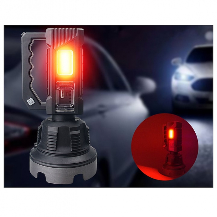 Lanterna Multifunctionala cu Trepied VarioShop®, 4 Moduri De Iluminat, COB 50, Reincarcabila, Incarcare USB, Indicator baterie, Negru [10]