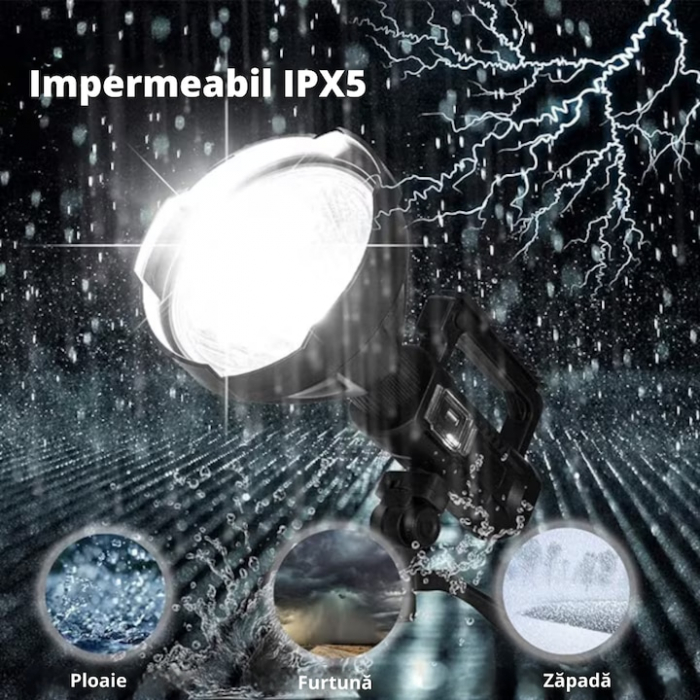 Lanterna Multifunctionala cu Trepied VarioShop®, 4 Moduri De Iluminat, COB 50, Reincarcabila, Incarcare USB, Indicator baterie, Negru [2]