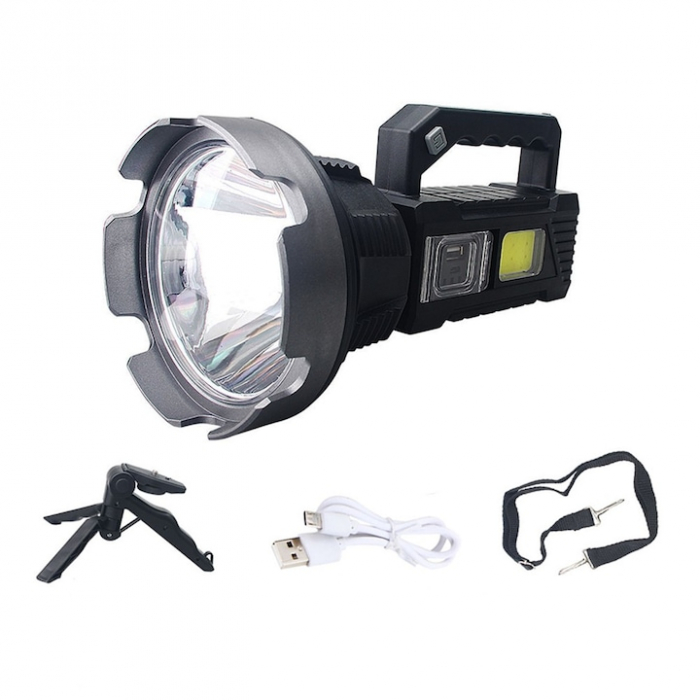 Lanterna Multifunctionala cu Trepied VarioShop®, 4 Moduri De Iluminat, COB 50, Reincarcabila, Incarcare USB, Indicator baterie, Negru [11]