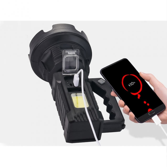 Lanterna Multifunctionala cu Trepied VarioShop®, 4 Moduri De Iluminat, COB 90, Reincarcabila, Incarcare USB, Indicator baterie, Negru [6]