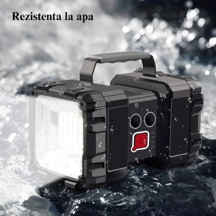 Lanterna multifunctionala VarioShop®, reincarcabila, 7 moduri de lumina, 2 capete de iluminare, ABS, baterie 10.000 mAh, power bank, 1200lm, Iluminare 5-12 h, Negru [5]