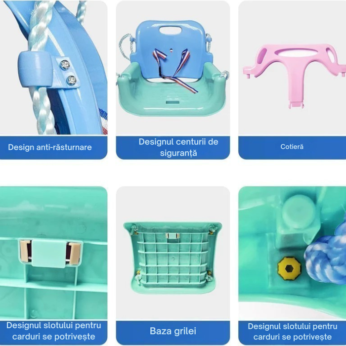 Leagan 3 in 1 pentru copii VarioShop®, cu spatar, bara de protectie si centura de siguranta, reglabil pe etape de varsta, pentru interior si exterior, suporta 30 kg [10]