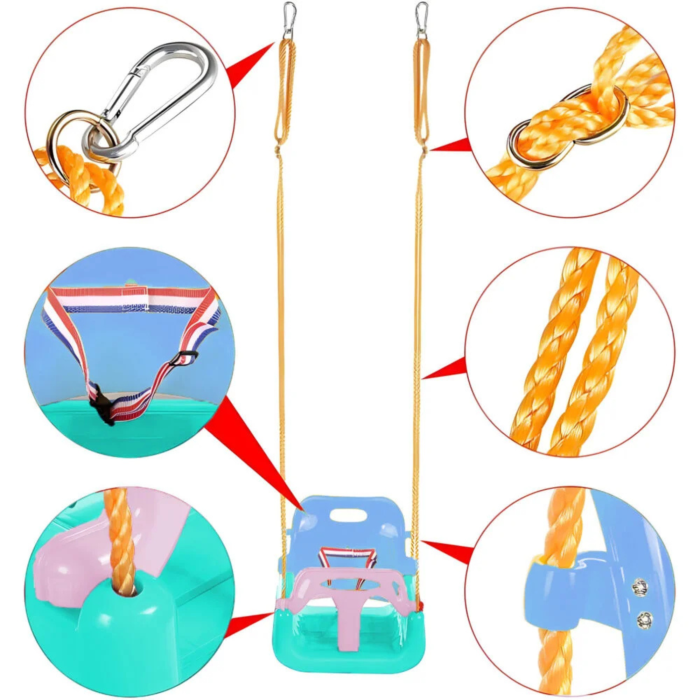 Leagan 3 in 1 pentru copii VarioShop®, cu spatar, bara de protectie si centura de siguranta, reglabil pe etape de varsta, pentru interior si exterior, suporta 30 kg [12]