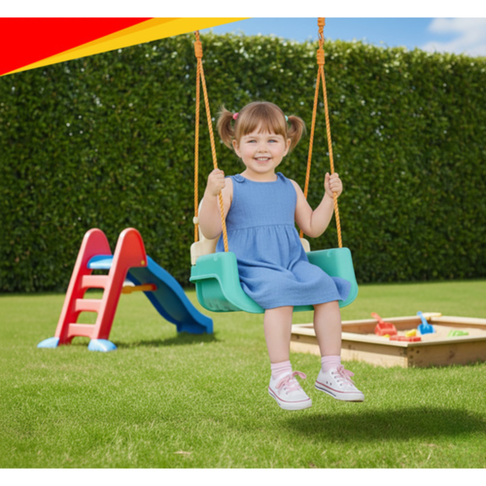 Leagan copii 3 in 1 VarioShop®, cu bara protectie si spatar detasabile, franghii reglabile 120-150 cm, antiderapant, pentru interior si gradina [3]