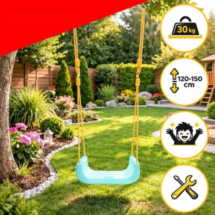 Leagan copii 3 in 1 VarioShop®, cu bara protectie si spatar detasabile, franghii reglabile 120-150 cm, antiderapant, pentru interior si gradina [2]