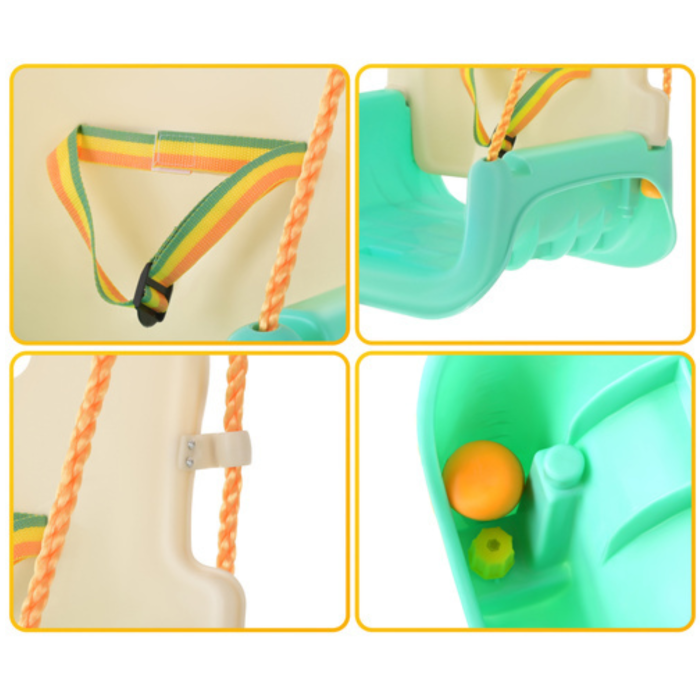 Leagan copii 3 in 1 VarioShop®, cu bara protectie si spatar detasabile, franghii reglabile 120-150 cm, antiderapant, pentru interior si gradina [5]