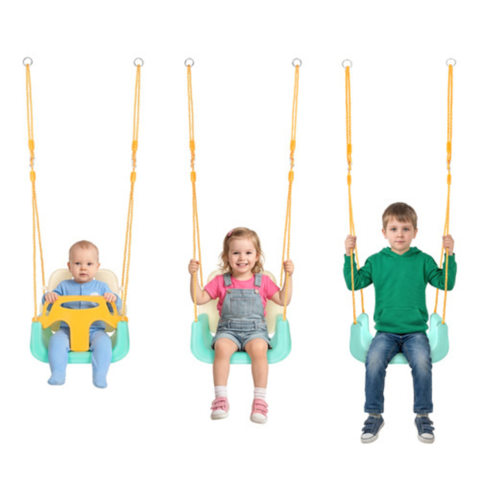 Leagan copii 3 in 1 VarioShop®, cu bara protectie si spatar detasabile, franghii reglabile 120-150 cm, antiderapant, pentru interior si gradina [8]