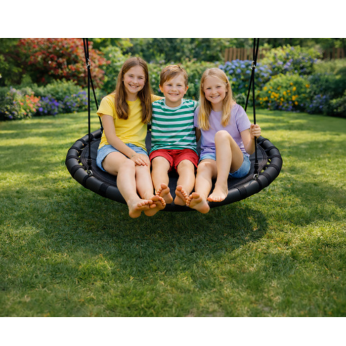 Leagan copii tip cuib VarioShop®, diametru 100 cm, reglabil pe inaltime, rezistent 150 kg, franghii groase 10 mm, pentru exterior [4]