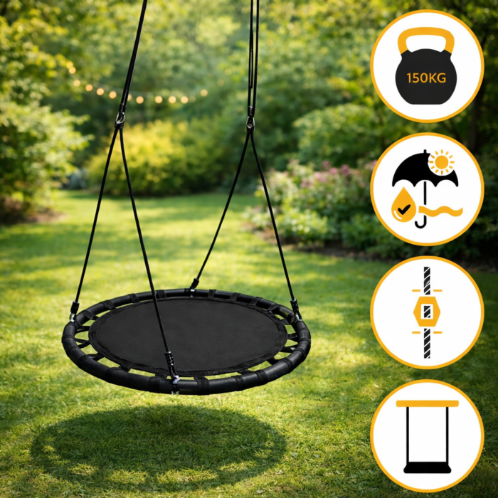 Leagan copii tip cuib VarioShop®, diametru 100 cm, reglabil pe inaltime, rezistent 150 kg, franghii groase 10 mm, pentru exterior [3]