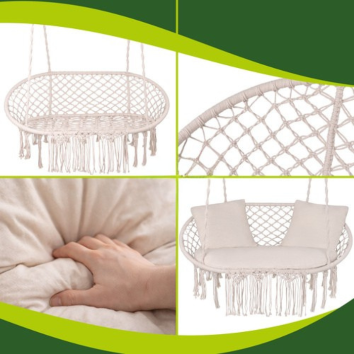 Leagan dublu gradina VarioShop crem, scaun suspendat, pentru 2 persoane, exterior [14]