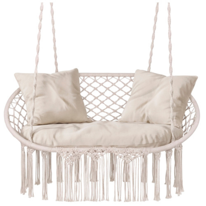 Leagan dublu gradina VarioShop crem, scaun suspendat, pentru 2 persoane, exterior [6]