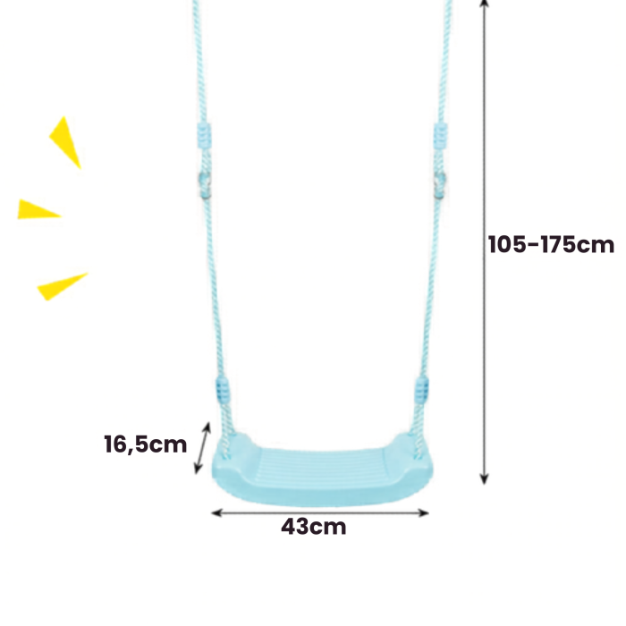 Leagan gradina copii VARIOSHOP, cu franghii reglabile, scaun tip banca, pentru interior si exterior, sigur si rezistent, sarcina 50 kg, albastru [9]