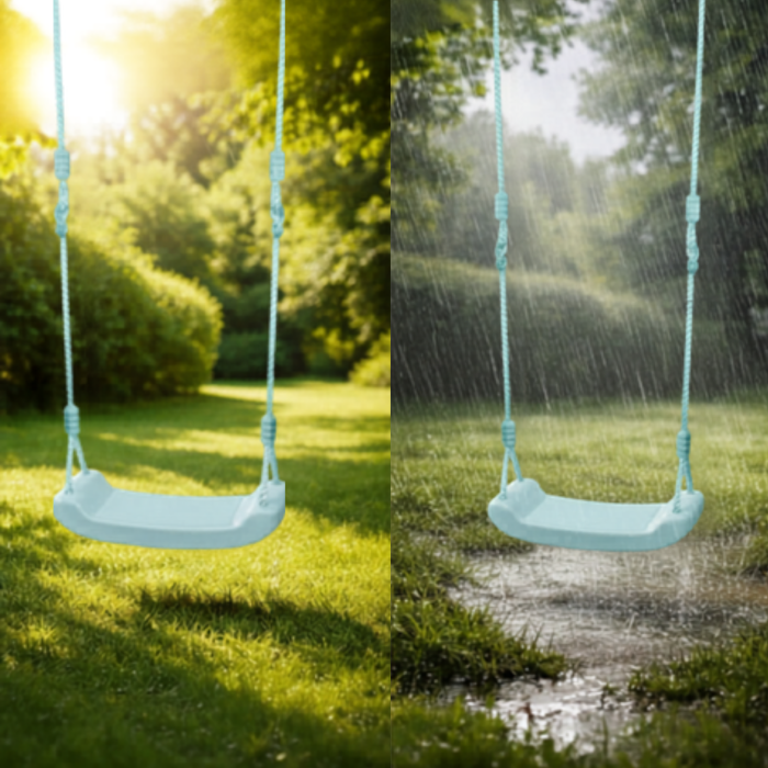 Leagan gradina copii VARIOSHOP, cu franghii reglabile, scaun tip banca, pentru interior si exterior, sigur si rezistent, sarcina 50 kg, albastru [3]