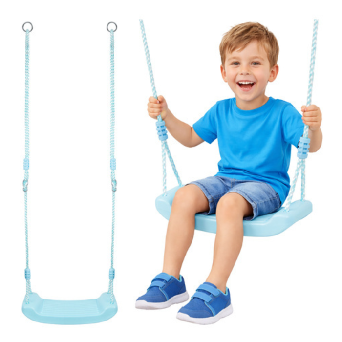 Leagan gradina copii VARIOSHOP, cu franghii reglabile, scaun tip banca, pentru interior si exterior, sigur si rezistent, sarcina 50 kg, albastru [2]