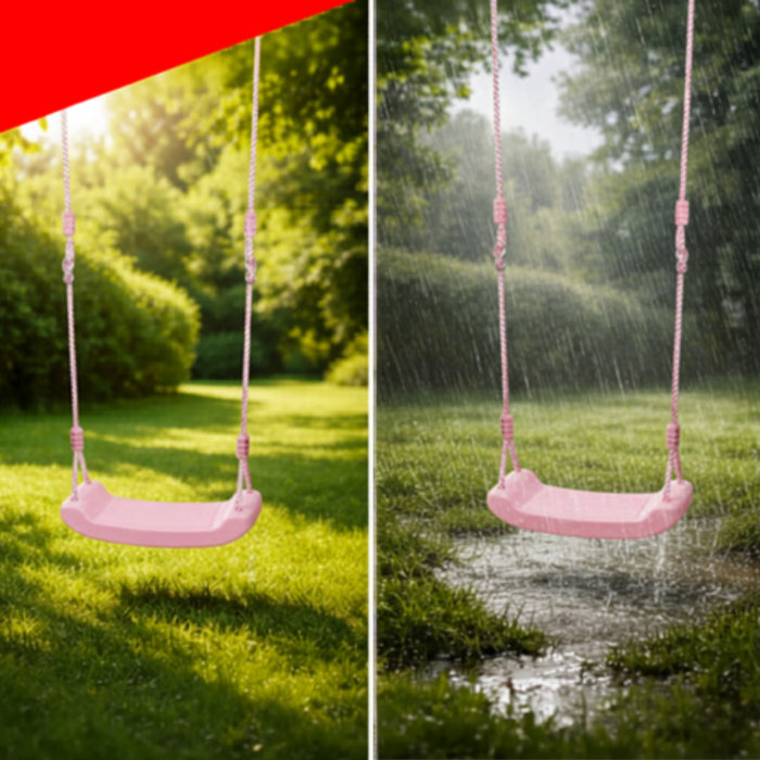 Leagan gradina copii VARIOSHOP, cu franghii reglabile, scaun tip banca, roz pudrat, pentru interior si exterior, sigur si rezistent [5]