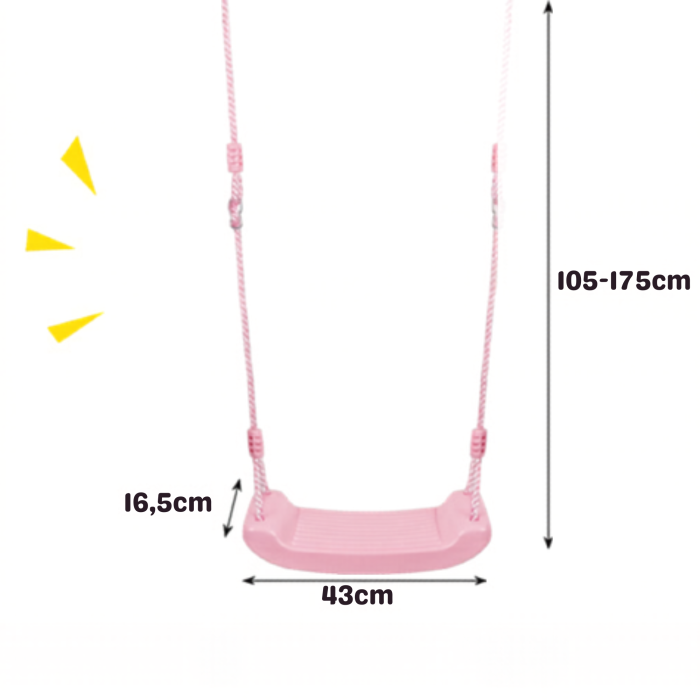 Leagan gradina copii VARIOSHOP, cu franghii reglabile, scaun tip banca, roz pudrat, pentru interior si exterior, sigur si rezistent [11]