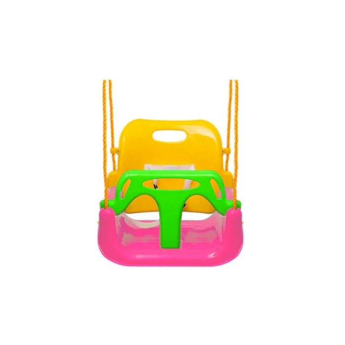 Leagan pentru Copii 3 in 1 de Exterior si Interior VarioShop®, Bara Protectie Detasabila, Centura Siguranta, Inele Prindere, Franghie Ajustabila 1.8 m, Spatar Detasabil, Functie Anti Rasturnare, 43 x [5]