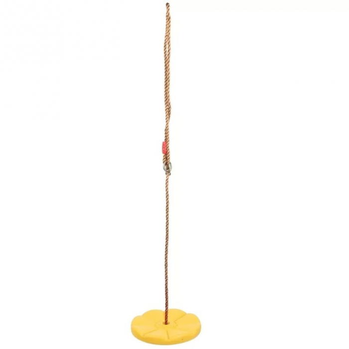 Leagan pentru copii din plastic VarioShop®, Rotund, Fara Spatar, Stabil si Usor, Franghie Inclusa, Rezistent 75 kg, Dimensiuni 27 x 4 cm, Galben [2]