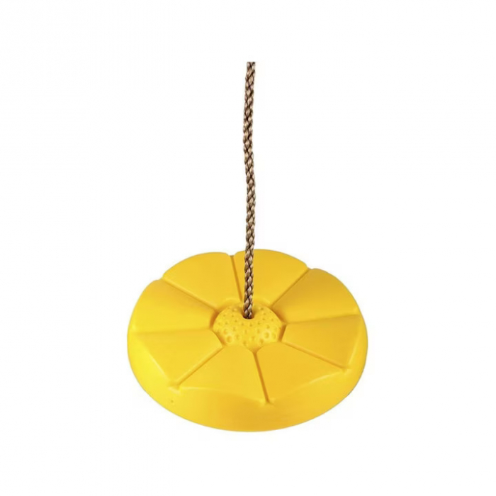 Leagan pentru copii din plastic VarioShop®, Rotund, Fara Spatar, Stabil si Usor, Franghie Inclusa, Rezistent 75 kg, Dimensiuni 27 x 4 cm, Galben [6]