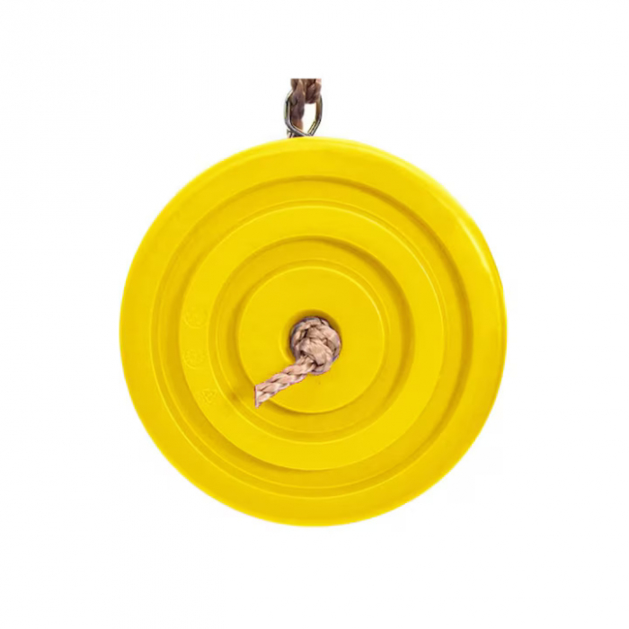 Leagan pentru copii din plastic VarioShop®, Rotund, Fara Spatar, Stabil si Usor, Franghie Inclusa, Rezistent 75 kg, Dimensiuni 27 x 4 cm, Galben [3]